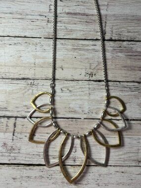 Lucky Brand Gold and Silver Layered "leaf" Pendant Necklace